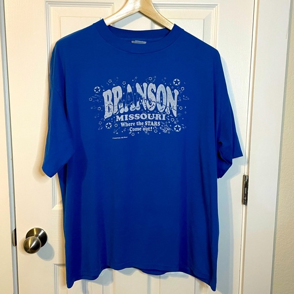 VTG Miller single stitch blue tee w/ Branson ‘Where the Stars Come Out!’ Sz XXL - Picture 1 of 9